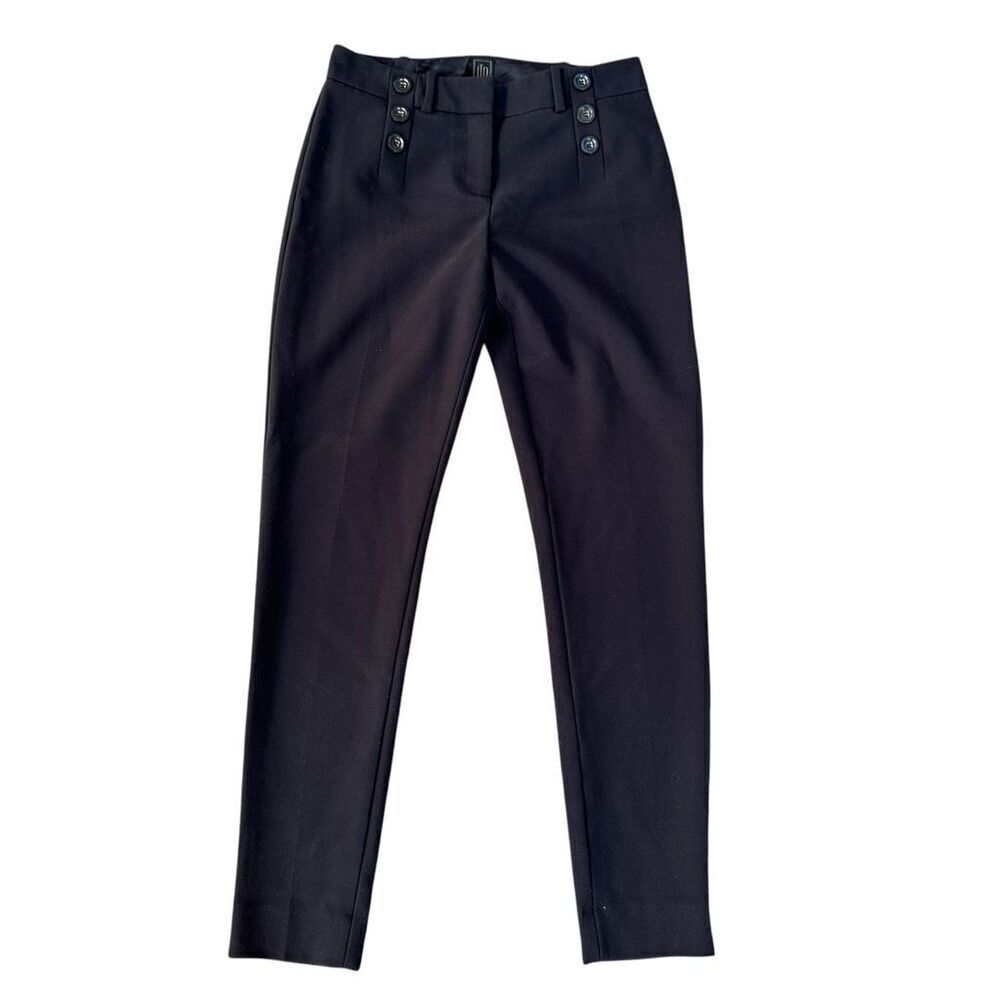 LTD navy blue slim fit front button detail pants size 2 long
